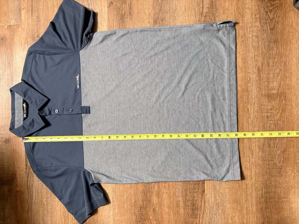 TravisMathew Mens Medium Blue Gray Pima Cotton Colorblock Golf Polo Shirt - Picture 7 of 11